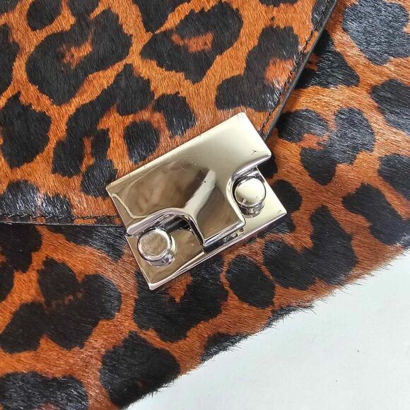 Loeffler Randall Leopard Print Calf Hair & Leather Crossbody Bag $498 NWT - Picture 8 of 11